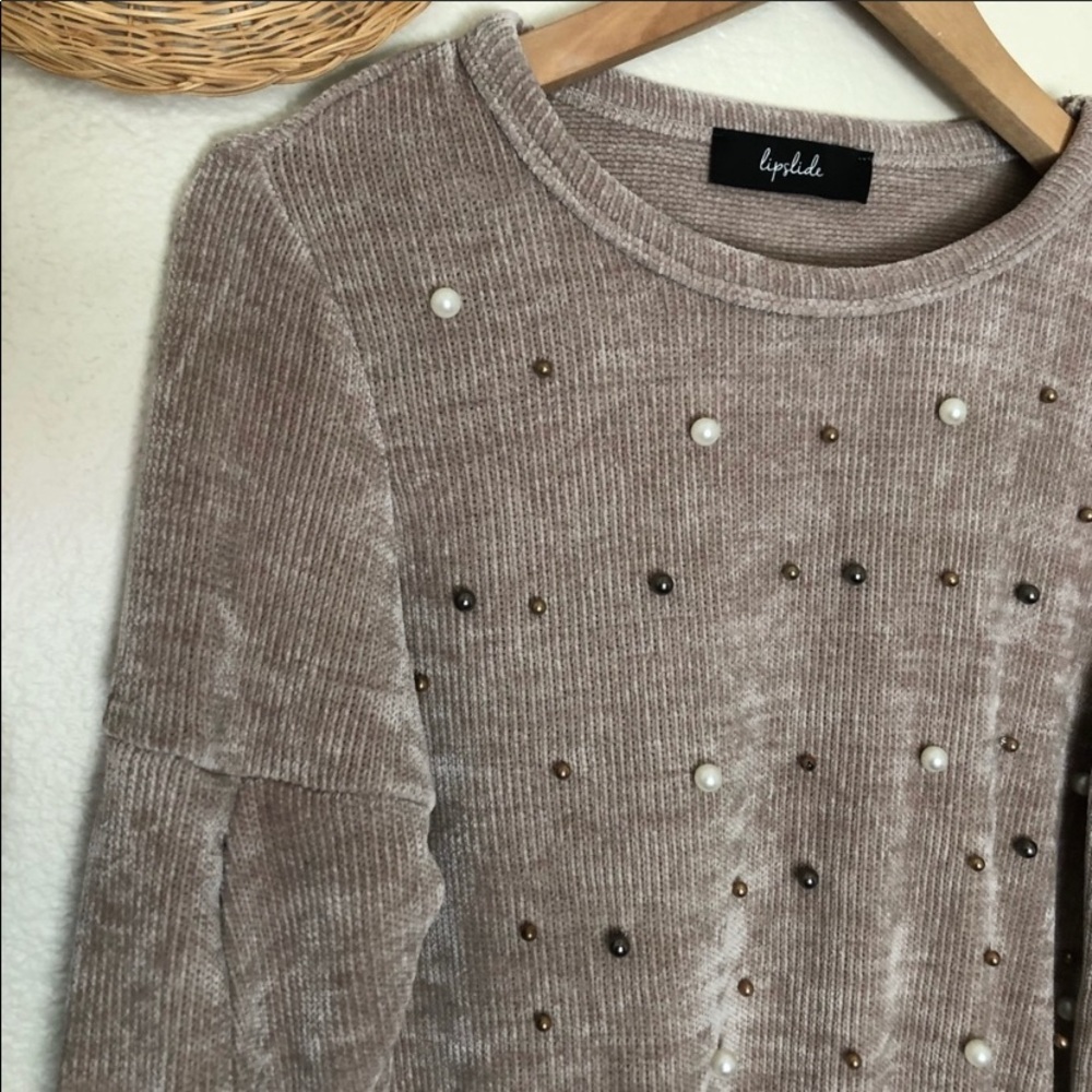 Lipslide pull-over beaded sweater